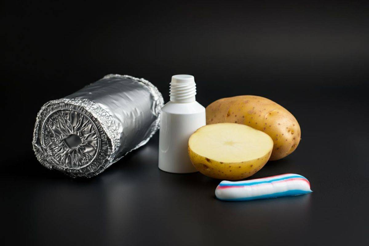 Carta stagnola dentifricio mezza patata pulizie