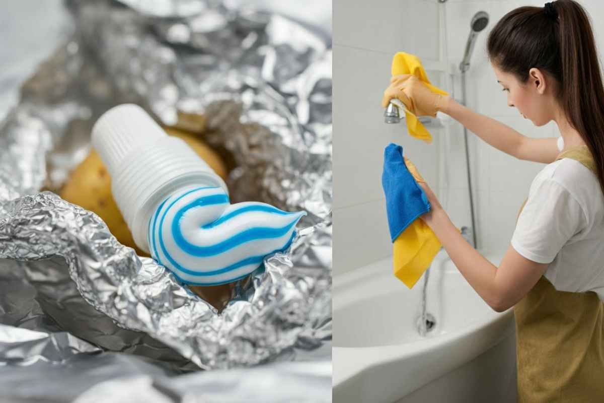 Carta stagnola dentifricio mezza patata pulizie