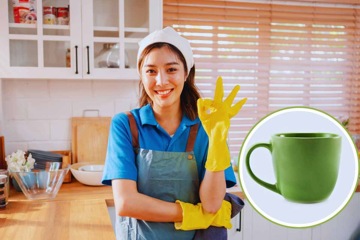 pulire la casa con il trucco della tazza